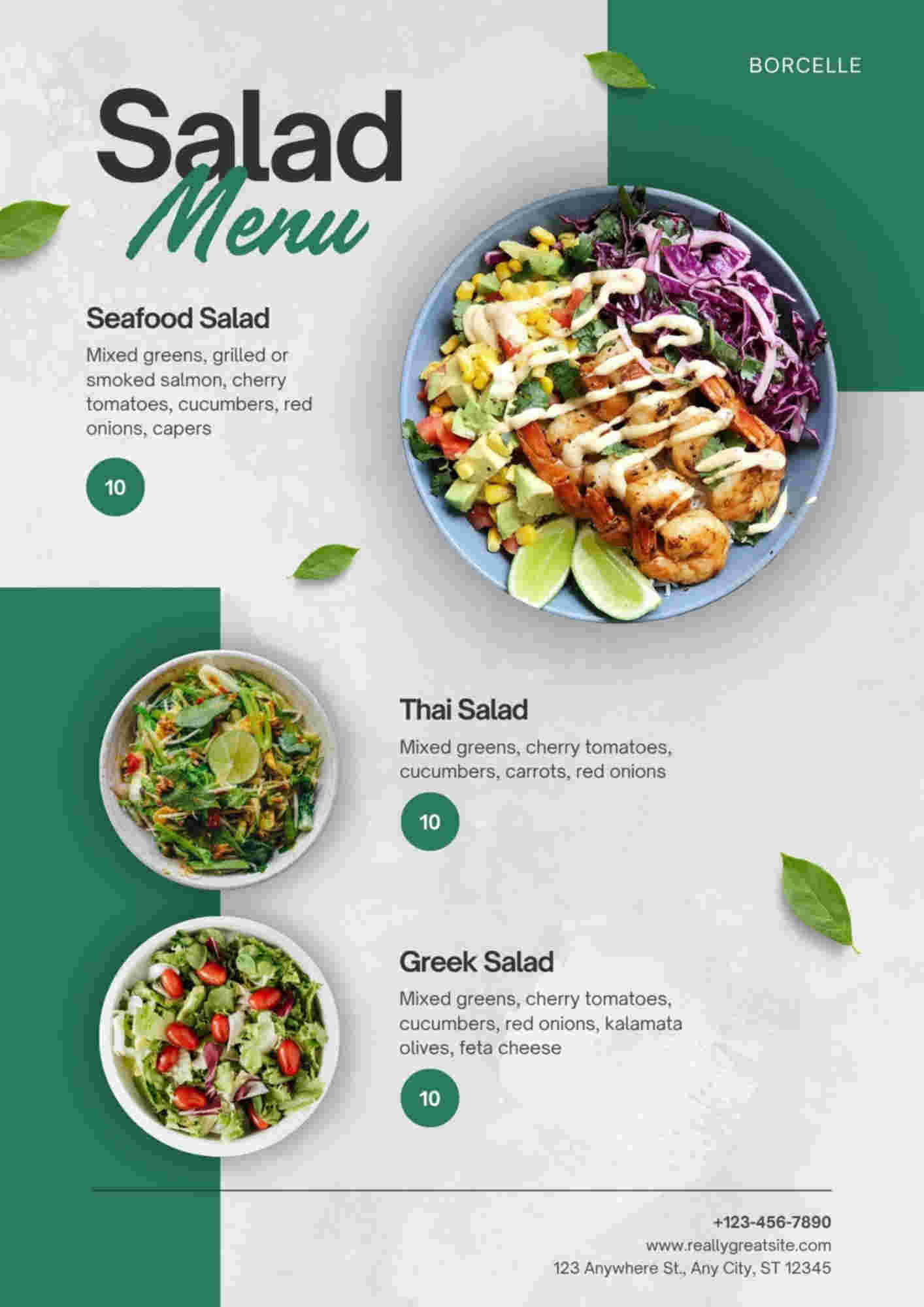 Menu design sample for restaurant